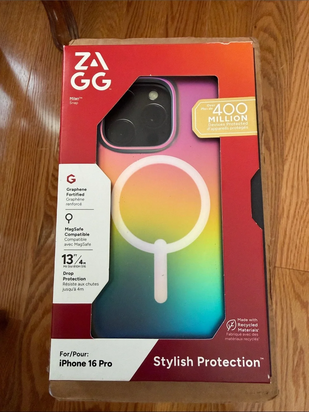 ZAGG Milan Snap MagSafe Compatible iPhone 16 Pro Case — Rainbow Gradient